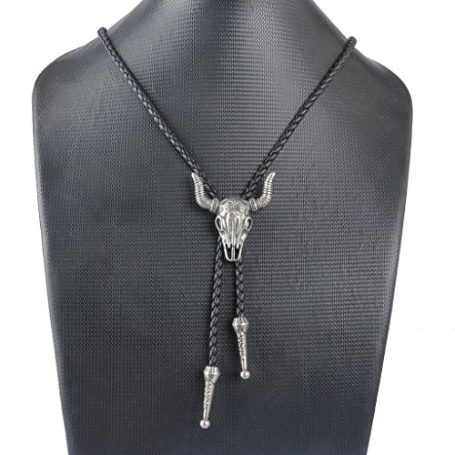 Image of Jeilwiy Bolo Tie for Men Western Cowboy Tie Necklace Gold Bolo Tie Leather Necktie Halloween Tie Accessories for Women
