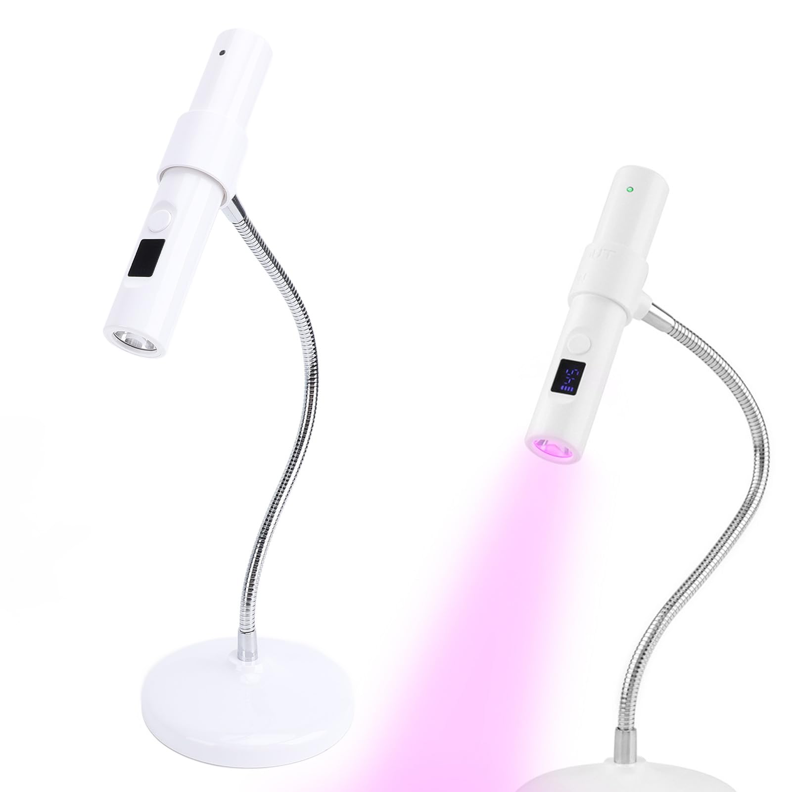 Lámpara LED UV GelnäGel, 9W Gel Inalámbrico Gel USB Lámpara de Clavos Giratorio con Control Táctil para Esmalte de Uñas, 30/60 para Curar Pegamento para Uñas, 2 H de Batería de