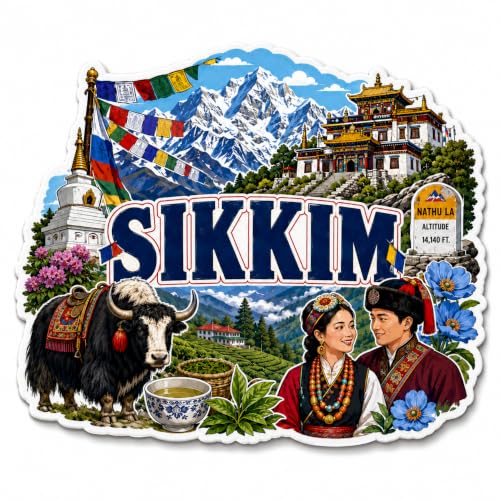 Image of Zesta Wooden Fridge Magnets Set | Refrigerator Decor Magnets for Kitchen | India Souvenir Fridge Magnet Collection | Wooden Magnet for Fridge Door Decoration (Sikkim)