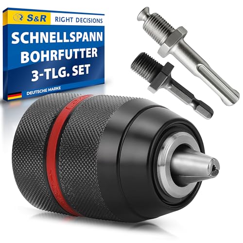 S&R Mandrin Perceuse Autoserrant 1.5-13 mm 1/2-20UNF avec Adaptateur SDS-plus. Mandrin Sds-plus Pour Perceuse et Visseuse Bosch Metabo Makita et autre marques