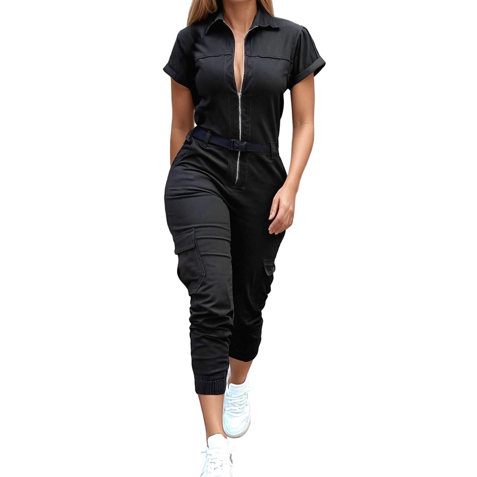 Tuta Elegante Donna -Jumpsuit casual estiva autunnale indossare tutti i giorni comoed tinta unita l design versatile.