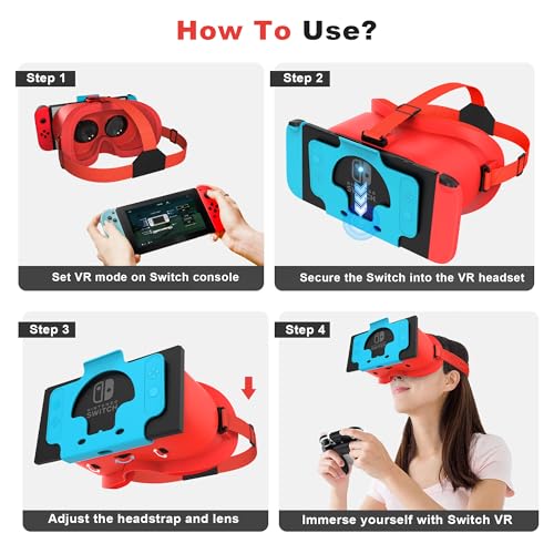 Image of VR Headset for Nintendo Switch & OLED Model Upgraded, Virtual Reality VR Glasses with Adjustable HD Lenses Comfortable Head Strap, 3D Goggles for Nintendo Switch OLED VR Games Cool Stuff for Kids Boys