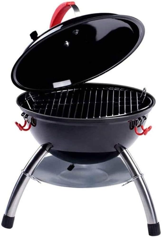 Outdoor Fire Pit Fire Pits 14in Steel Outdoor BBQ Grill Fire Pit Bowl w/Screen Cover, Log Grate, Poker for Camping