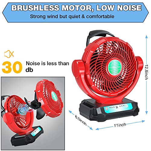 Yex-Bur For Milwaukee Jobsite Fan Powered By Milwaukee M18 18V Battery/Ac Adaptor Portable Battery Powered Fan With Timer 3500Cfm Cordless Works Fan For Workshop Construction Site #TOP2