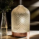 Diffuseur d'huiles essentielles électrique aromathérapie Diffuseurs d'arômes en Verre 200ml Humidificateur avec arrêt Automatique, 7 lumières LED, ultrasonique Silencieux pour la Maison Bureau Cadeau