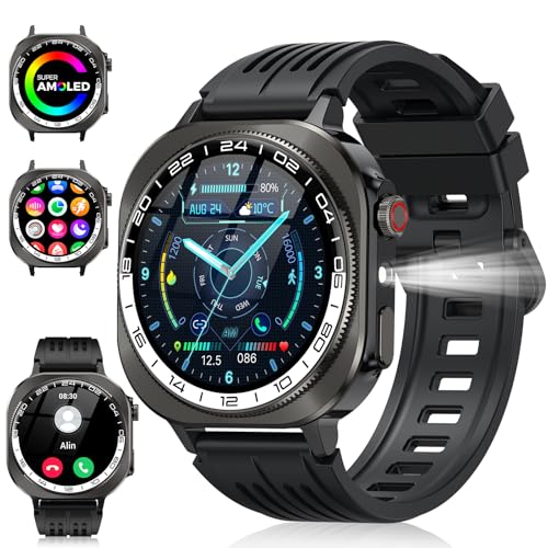 Smartwatch Uomo Donna,1.43' AMOLED Fitness Tracker con Chiamate Bluetooth,130+ Sportive Orologio Fitness LED...
