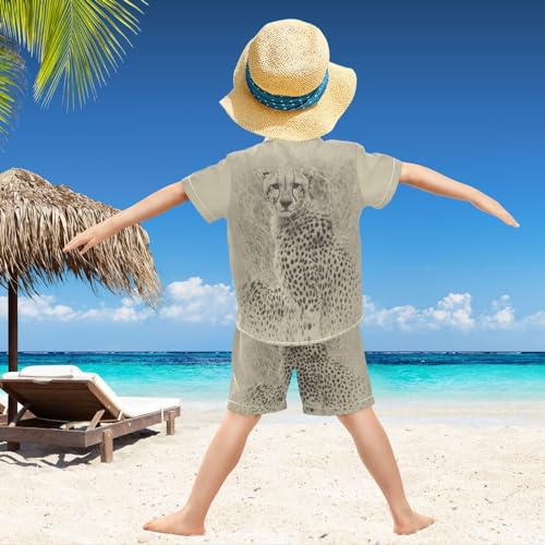Image of visesunny Boy's 2 Pieces Shirt and Short Set Casual Shirts Short Sleeve Beach Shorts Summer Outfits for 3-10 Years Kids