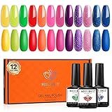 gute nagelsets ★ GESUNDE UND EINFACHE ANWENDUNG: Die Serie von pastellfarbenen Neongelbgrün-Blau Pink Gelb Glitzer Gel Nagellack Kits mit toxinfreien Inhaltsstoffen, die sicher und geruchsarm sind. Bei richtiger Anwendung sind 2 WOCHEN + Tragen erreichbar.