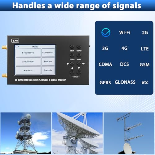 Image of RF Spectrum Analyzer SSA-6G 3.2inch Touch Screen 5000mAH Signal Generator 35MHz-6200MHz Handheld Spectrum Analyzer PC Control for WiFi 2G 4G LTE CDMA GSM Signal