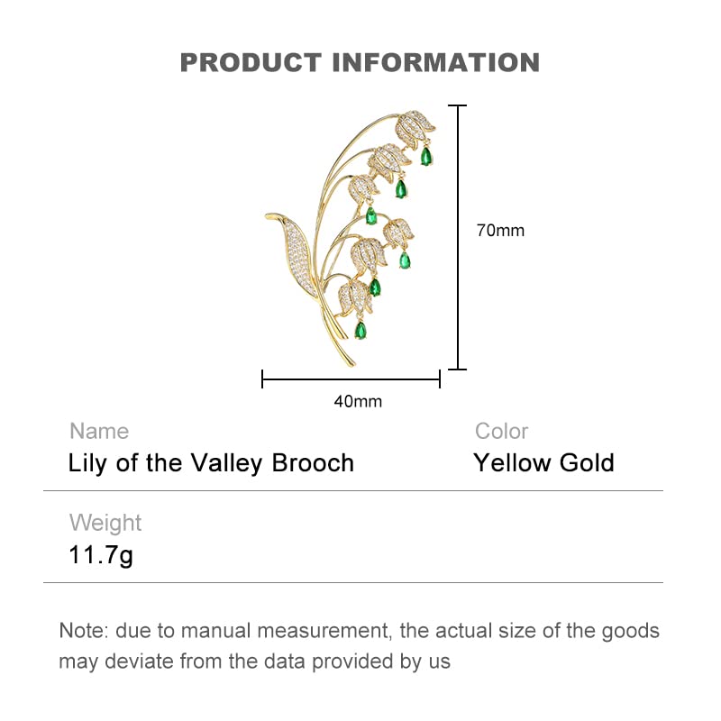 Image of 14K Gold Lily of the Valley Brooch with Genuine Moissanite - Elegant Floral Design, Premium Moissanite-Accented Jewelry, Ideal Gift for Women on Special Occasions
