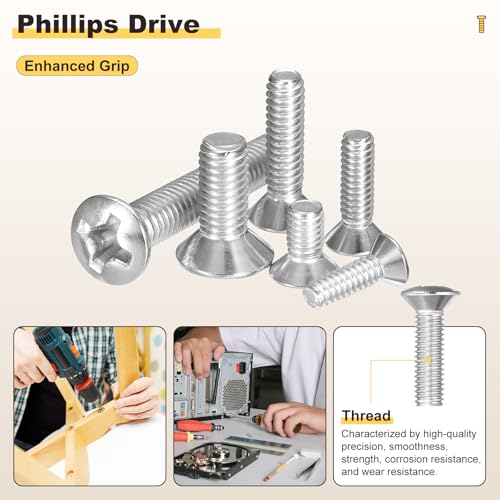 Image of METALLIXITY Semi-Countersunk Oval Head Machine Screws (M3-0.5x10) 100Pcs, 304 Stainless Steel Phillips Cross Recessed Machine Screw Bolts - for Furniture Assembly DIY Projects, Silver