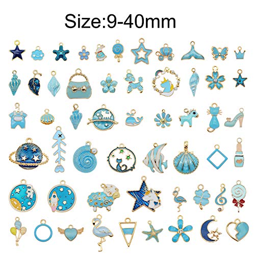 Breloques en émail bleu pour bracelets et cadeaux faits maison