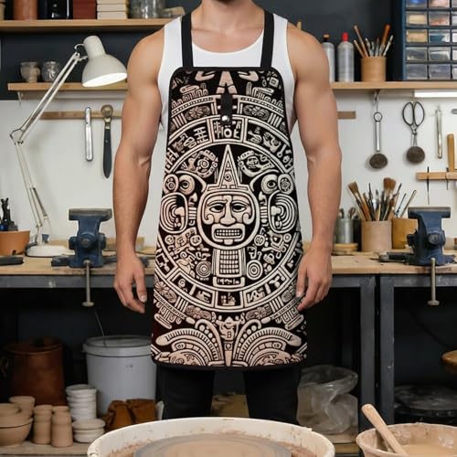 Delantal de herramientas con calendario maya y múltiples bolsillos miniatura 4