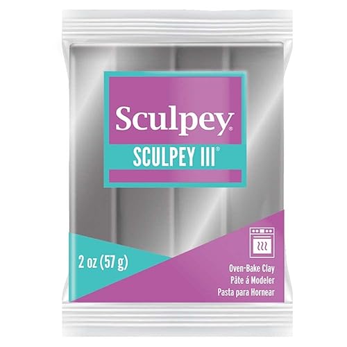 Sculpey III Polímero Horno Horno Arcilla, Plata, No Tóxica, 2 oz bar