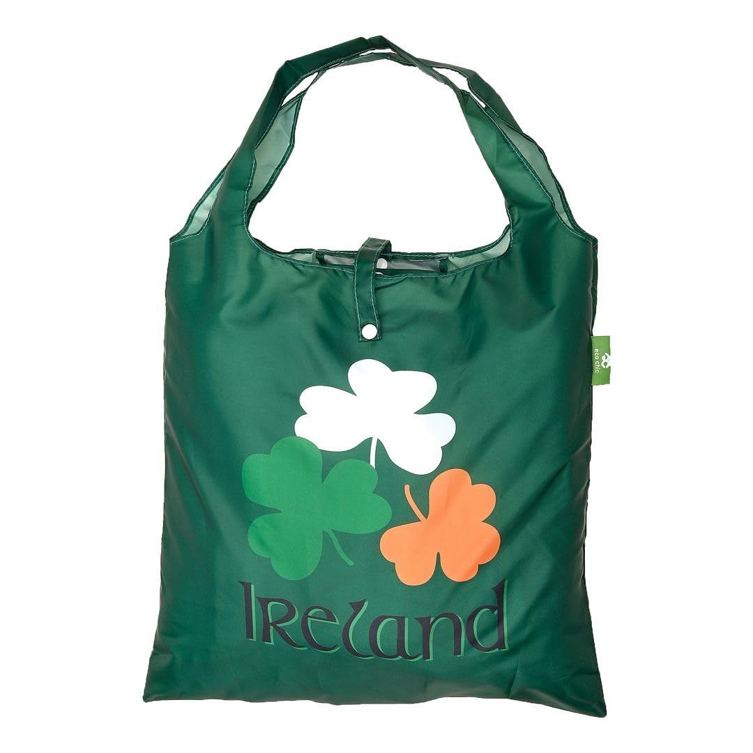 ECO CHIC Lightweight Foldable Reusable Shopping Bag Water Resistant Tote Bag (Tourist Collection Ireland)