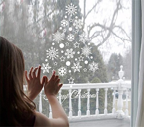 Emwel 2 Stück Weihnachtsdeko Merry Christmas Schaufensterdekoration Weihnachtssticker Wandaufkleber Fenster Aufkleber Engel Bälle Weihnachten Xmas V Cover