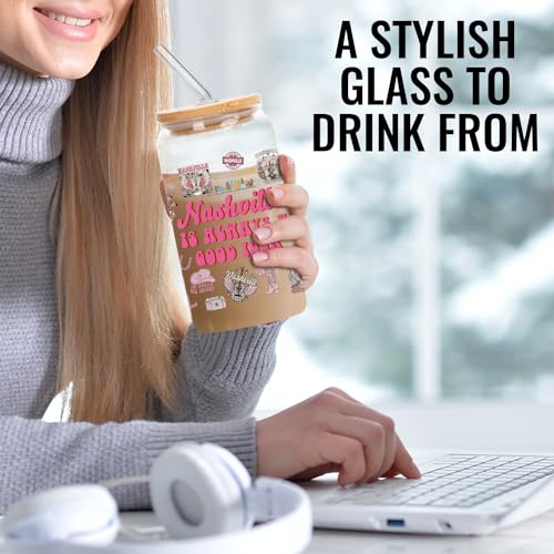 Nashville Gifts - Cute Pink Cups with Lids and Straws, 16 Oz Pink Tumbler for Women & Girls Birthday, Christmas, Bachelorette Party Favors - Image 5