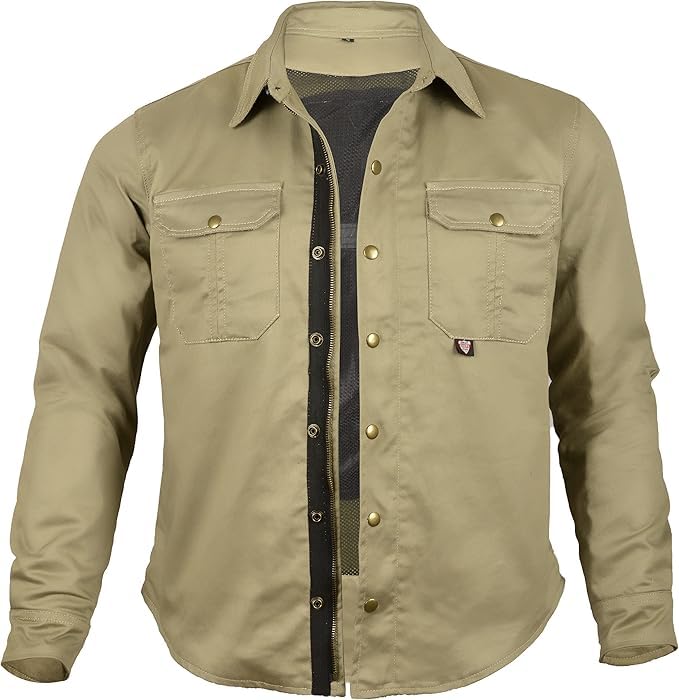 GREAT BIKERS GEAR Chemise de moto pour homme, entièrement renforcée avec doublure protectrice en aramide