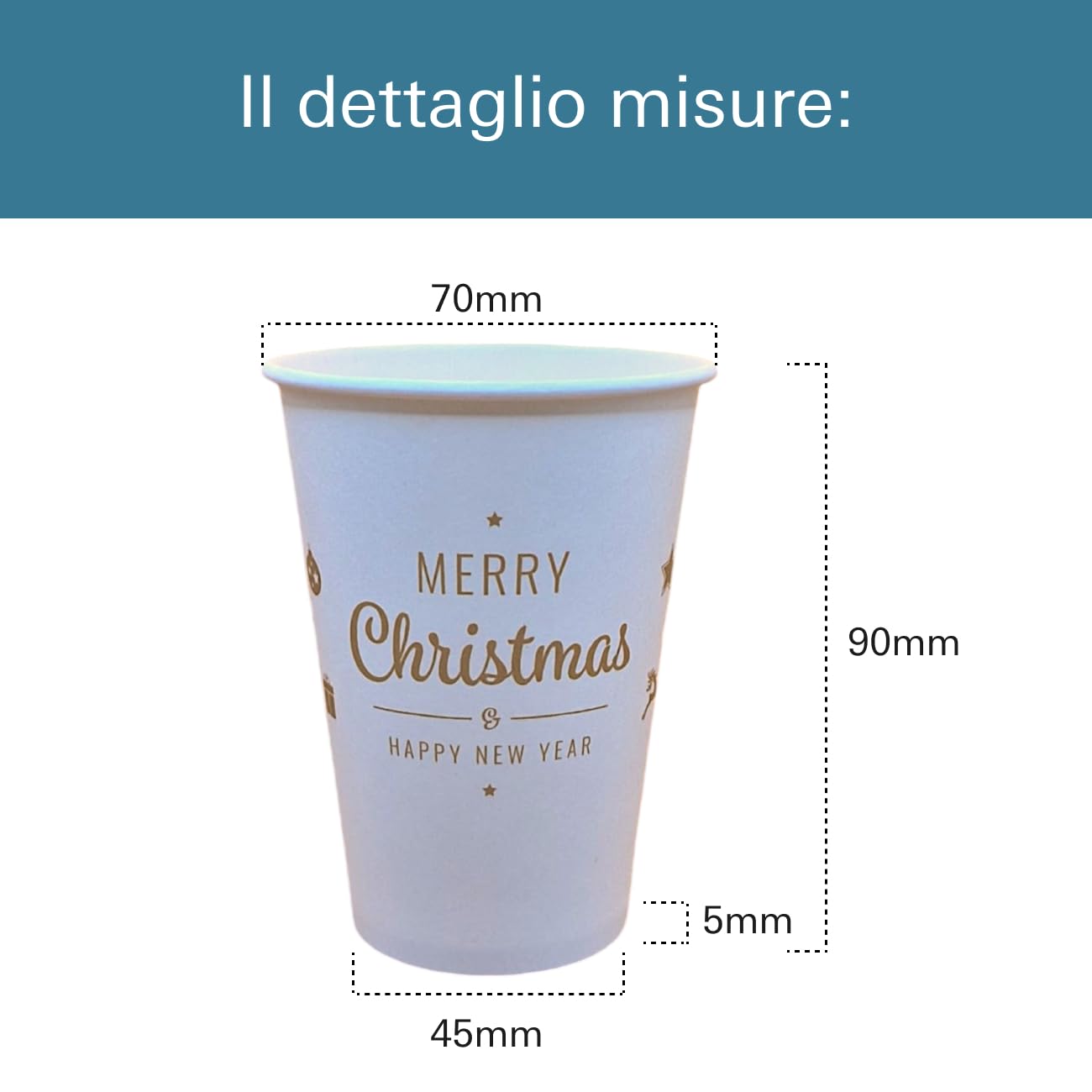 Mecup Bicchieri in Carta Natalizi, Bicchieri Monouso Biodegradabili, 500 Pezzi, Tazza Caffè di Natale 200 ml, Usa e Getta, Per Bevande Calde e Fredde, Fantasia Natalizia. Fantasia: Bianco