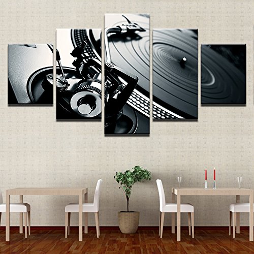 Baiyangyang Canvas Photo Style Modular Wall Art Pictures Home Decor 5 Pieces Music Dj Console Instrument Paintings Hd Printed Poster,40X60 40X80 40X100Cm,Frame #TOP1