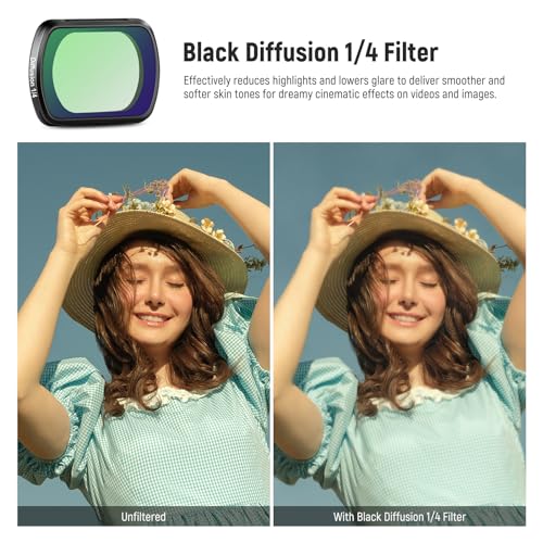 Image of NEEWER Magnetic ND & Black Diffusion 1 /4 Filter Kit Compatible with DJI OSMO Pocket 3, 4 Pack Neutral Density Filters (ND16 ND64 ND256) & Mist Cinematic Effect Filter, Multi Coated HD Optical Glass