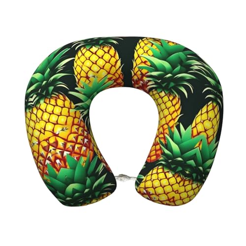 BDDFN Almohada cervical con estampado de piñas de frutas tropicales, regalo de viaje, comodidad para tus viajes, películas y trabajo