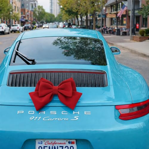 Image of Pink Car Bow for Women Cute Car Exterior Cute Decor for Girls Coquette Decorations for Cars (red)