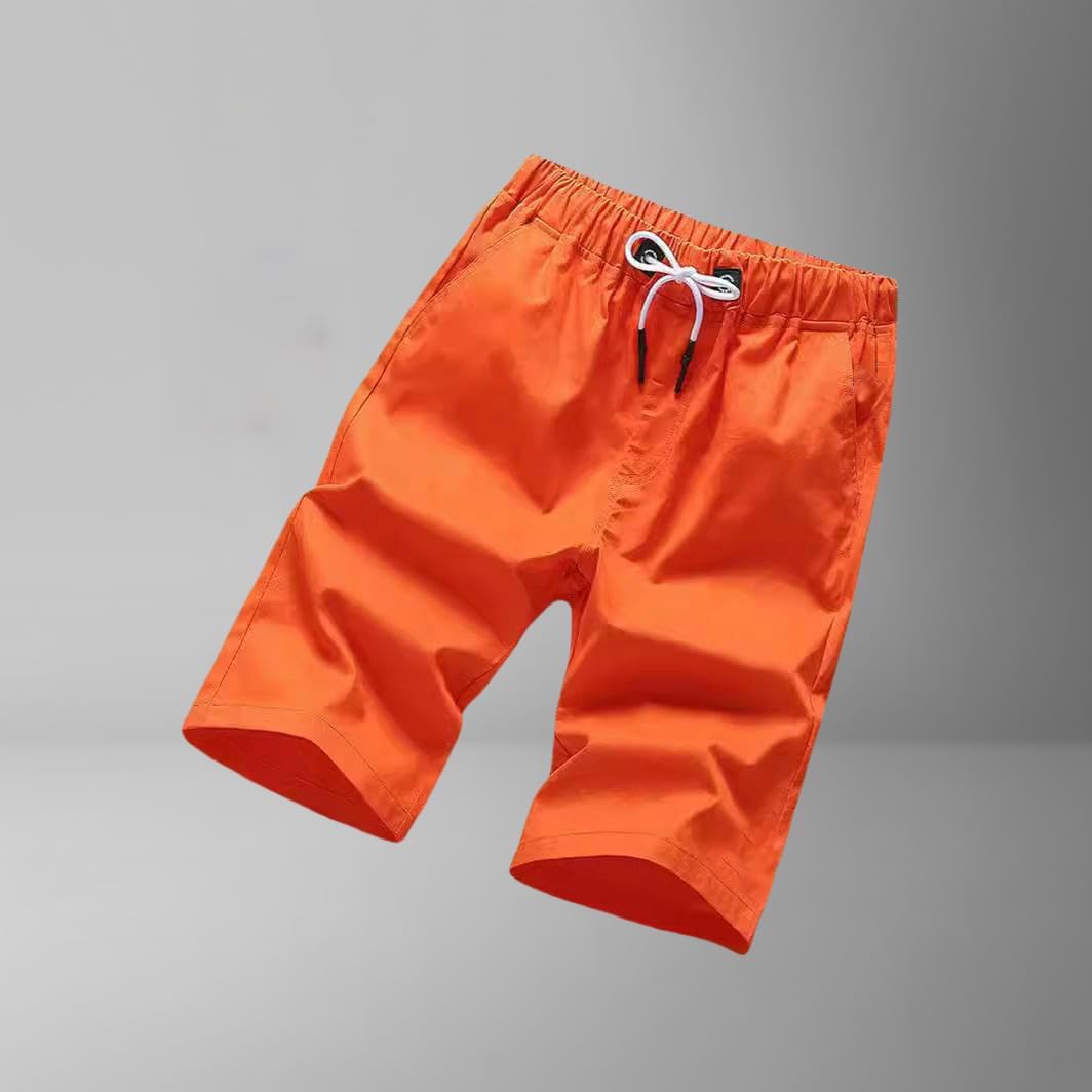 Men's Summer Cotton Breathable Loose Thin Elastic Waist Running Fitness Five-Pocket Mid-Length Shorts