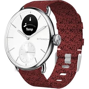 Blueshaweu 18mm und 20mm Armband Kompatibel für Withings Smartwatch, Nylon Strick Replacement Uhrenarmband für ScanWatch 2 38mm/ ScanWatch 2 42mm (18mm, rot)