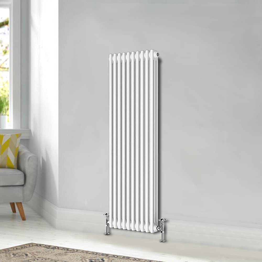 Blümme Traditional 1500 x 470mm Vertical Cast Iron Radiator 3 Column Central Heating Radiators White