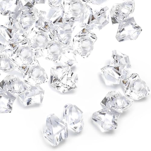 VEOIRXU 500 Piezas Cubitos de Hielo Acrílicos, Diamantes de Cristal, Piedras Preciosas Decorativas, Transparentes Gemas para Decorar Boda, DIY, Accesorios de Fotografía, Rellenos de Jarrón (5×7mm)