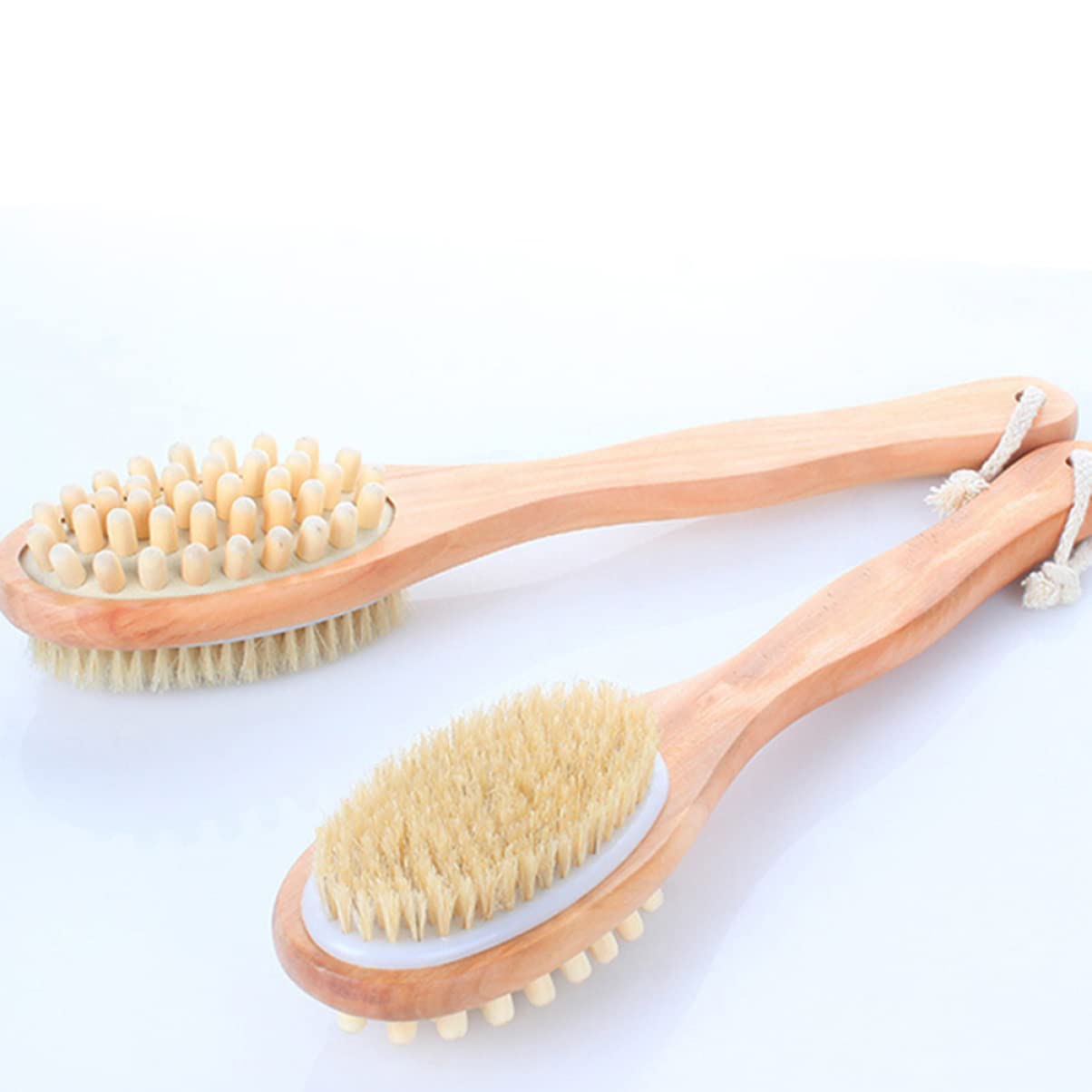 Healeved 2 Pezzi Spazzola per La Schiena con Manico in Legno Esfoliante per Il Corpo per Bagno E