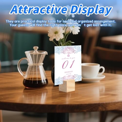 Image of 30Pcs 1.2x1.2 Inches Wood Table Number Stands, Wood Place Card Holders, Wooden Holders for Wedding, Ceremony, Birthday, Party, Home Decoration, Events (2mm Slots)