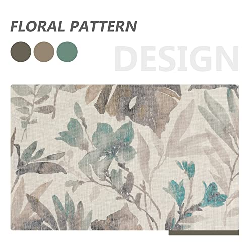 Image of MYSKY HOME Floral Kitchen Curtains 45 Inch Length Light Filtering Curtains for Bedroom Flower Printing Window Treatment Grommet 2 Panels,Brown and Natural