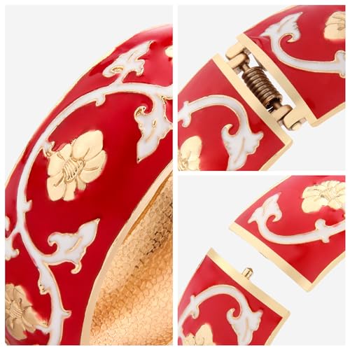 wynameleri Modern Cloisonne Bracelet Geometric Enamel Cuff Bangles Gold Hinged Bracelet Jewelry for Women Gift Box 1841364