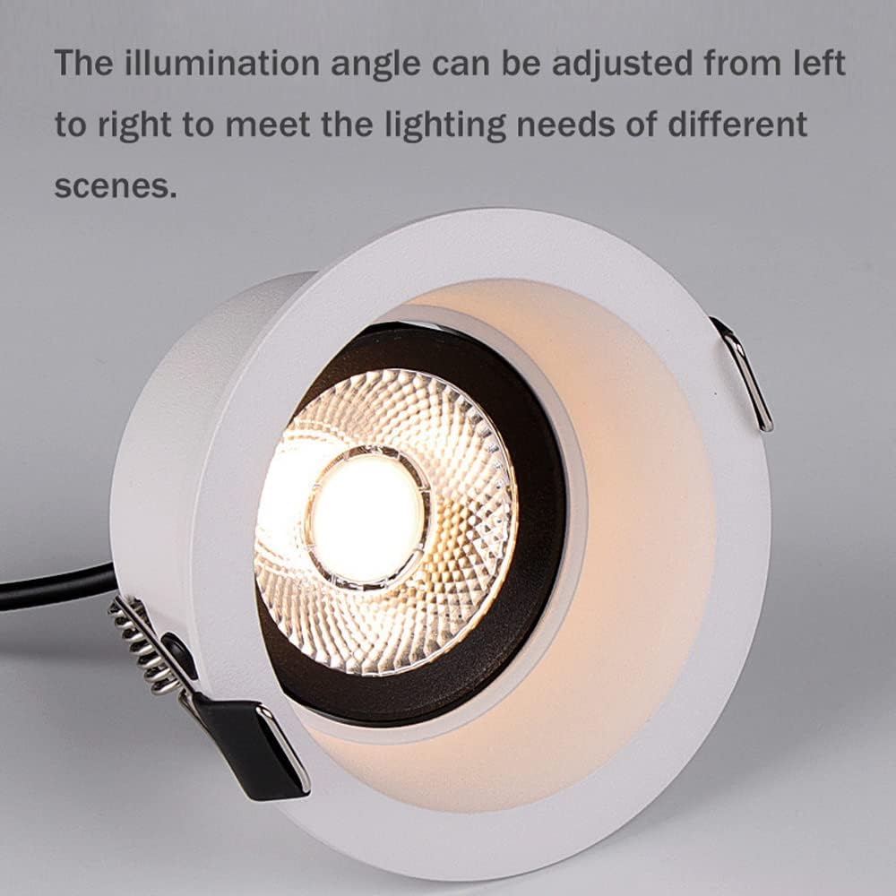 2-4 Inch Gimbal Recessed Lighting 5-24W Canless Wafer Downlight 3000K/4000K/6000K Selectable Adjustable Angle Wafer Light Spotlights