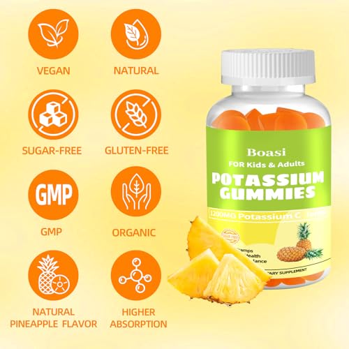 90 Count 1200mg Potassium Chloride Gummies,Sugar Free Electrolyte Balance Gummies,Muscle Relief & Heart Health Potassium Supplement for Adults Women Men - Image 7