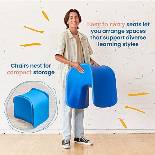 Image of ECR4Kids Wave Seat Perch Stool, 18in - 19.6in Seat Height, Flexible Seating, Blue