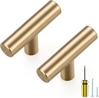 Ravinte Champagne Bronze Cabinet Handles Single Hole 5 Pack | 2 Inch Length, Stainless Steel Pulls, Smooth Edges, Round Shape, with Screwdriver, for Dresser Dra