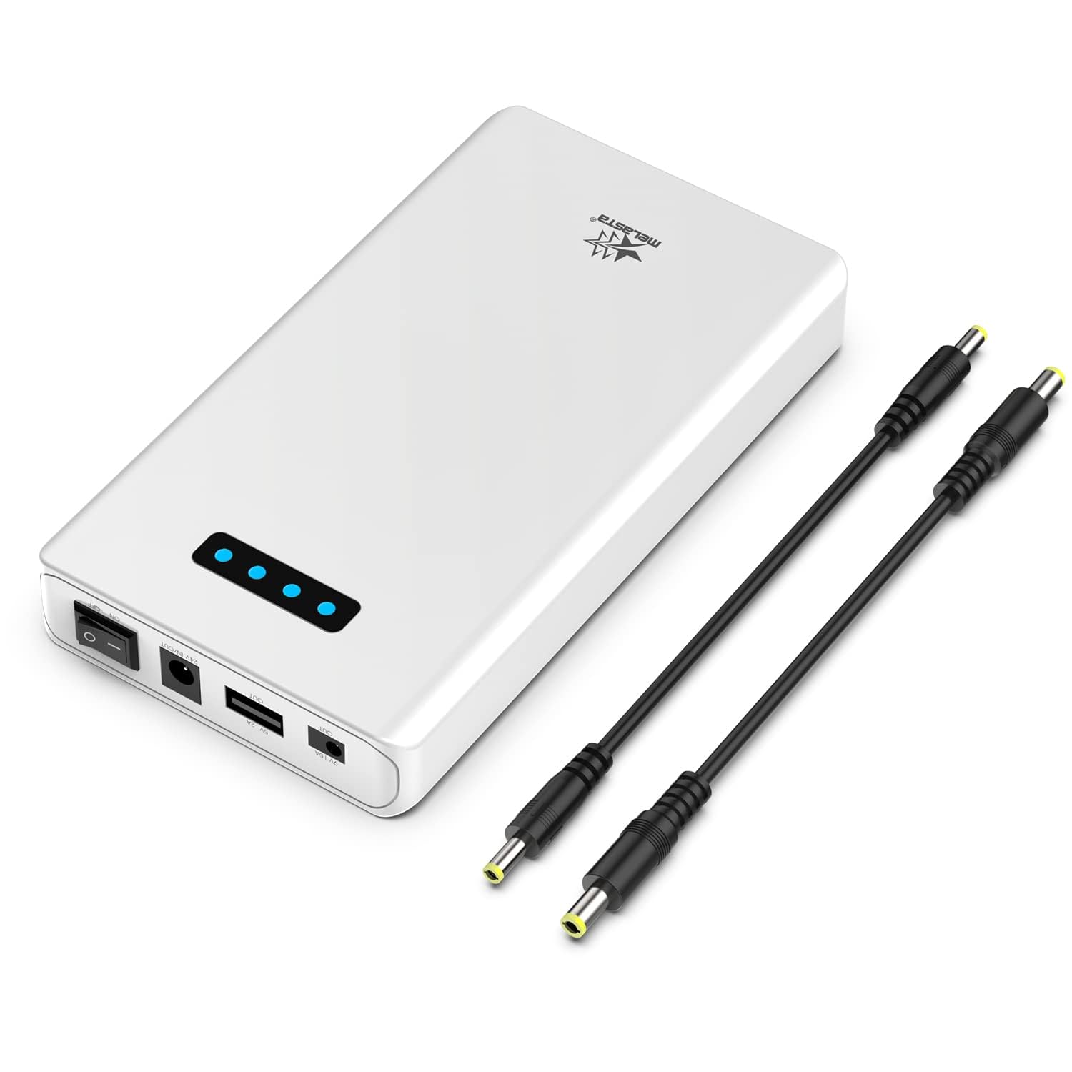 melasta 24V, 3350mAh Powerbank Batteria Esterna Ricaricabile Agli ioni di Litio, con Uscita DC da 9V, Uscita USB da 5 V, per Strisce LED, Luce a Nastro, Telecamera CCTV e Altro Ancora (con Caricatore)