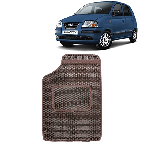 Image of Kingsway Dotted Design Car Floor Foot Mats Universal Fit for Hyundai Santro Xing, Model Year : 2003-2018, Water and Dustproof, Color Brown, Set of 5 Pieces