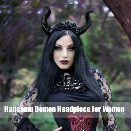 Black Devil Horns Headband Demon Headpiece for Women Halloween Cosplay Costume, Evil Horn Headdress Gothic Sheep Ox Horn Headwear Hair Hoop for Halloween Party Carnival Dress up Hair Accessories