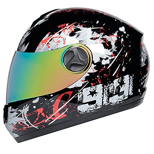Casques Intégraux,Casque Moto Intégral pour Homme et Femme Casque Full Face Moto et Scooter,Homologué ECE Casque Quatre Saisons Con Double Pare-Soleil et Doublure Amovible D,M=57-58cm
