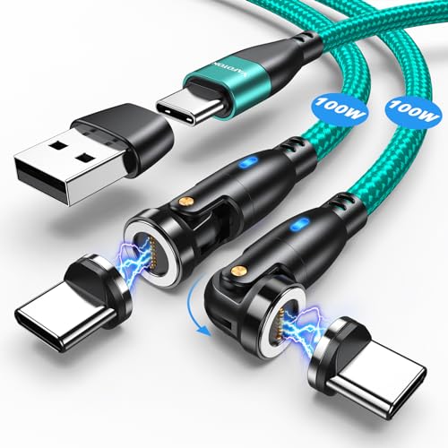 VAFOTON Chargeur Magnétique USB C,100W Cable Magnetique Charge Rapide[2Pcs, 1.8M/1M],Câble de Données Magnétique USB C/A vers Type C,5A Câble Aimanté...