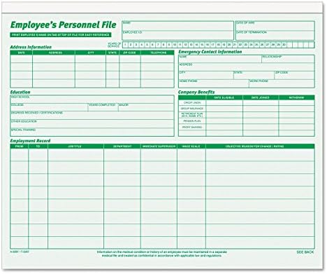 TOPS 3287 Employee Record File Folders, Straight Cut, Letter, 2-Sided, Green Ink (Pack of 20) image 3