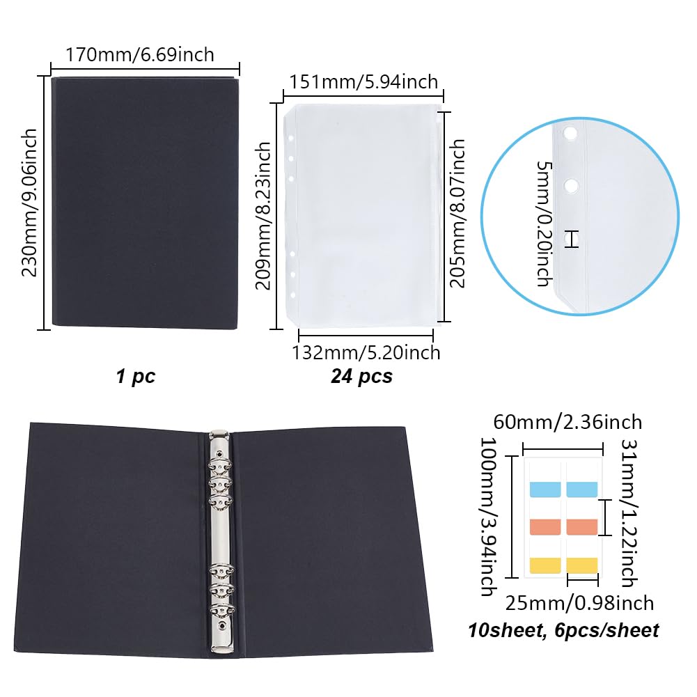 AHANDMAKER Needle Holder Case Set, Waterproof Binder Pockets and 24 Pcs PVC Loose Leaf Bags with 60 Index Tabs for Home Office School Collecting Sorting - Image 2
