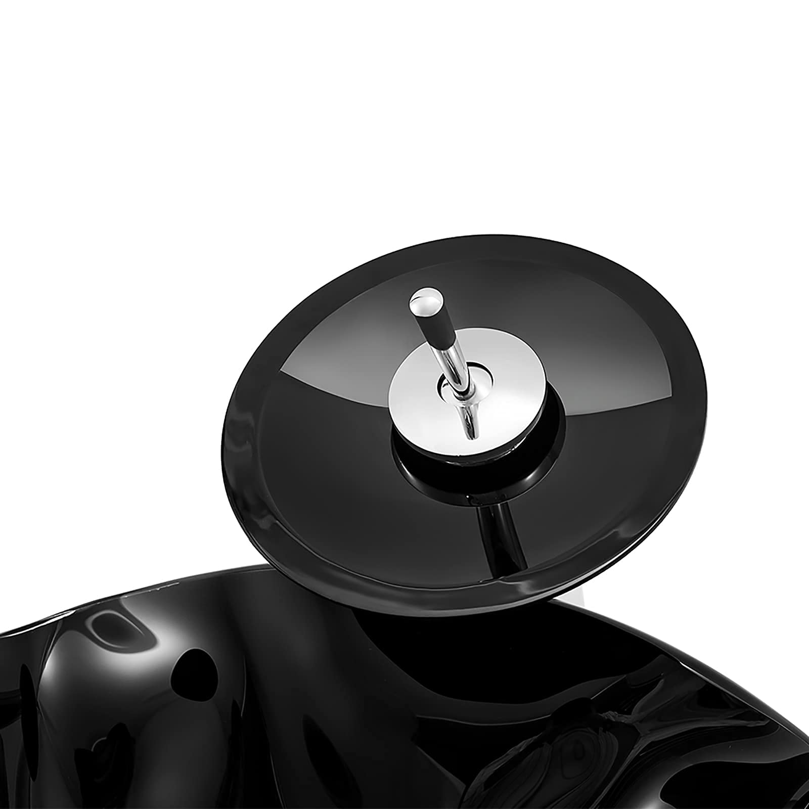 Fregadero de baño con combinación de Grifo y desagüe, Lavabo de contenedor, Lavabo sobre encimera de Vidrio Templado, Lavabo sobre encimera de Cuenco Negro de Forma Irregular