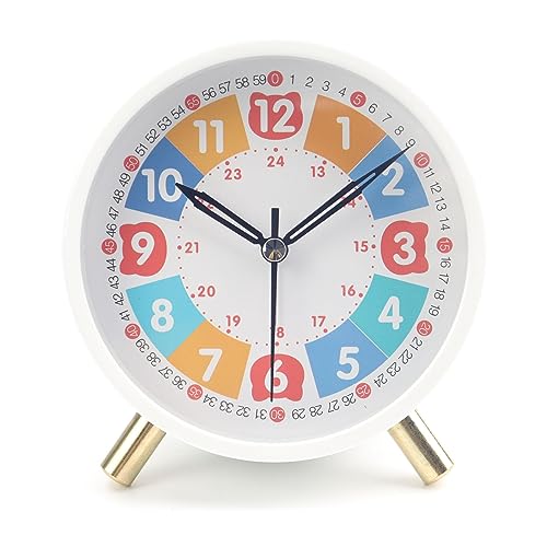 Image of Alarm Clock for Kids 4.5 inch Analog Alarm Clock for Children Time Learning Bedroom Battery Operated Clock White