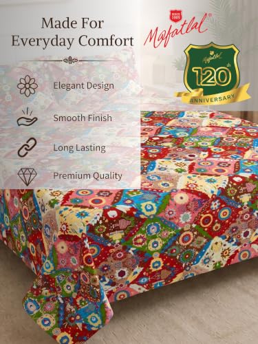 Image of Mafatlal 130 GSM Pearl Double Bed Linen Set with 2 Pillow Covers | 90 x 100 Inch | Soft Touch Finish | Lightweight Construction, Durable Fabric, Stylish Bedroom Upgrade, Machine Washable | Red Multi
