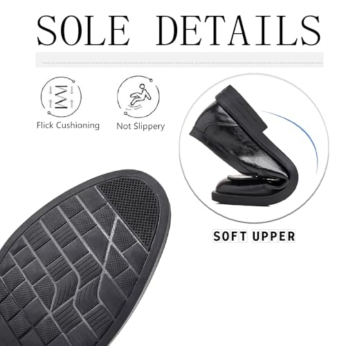 Men's Leather Slip On Loafers with Decorative Buckle Business Formal Round Toe Comfortable Block Heel Platform Dress Shoes for Work Wedding Office Penny Loafers4